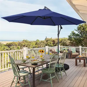 Yaheetech Navy Blue 3m Patio Offset Umbrella Outdoor Parasol with Crank