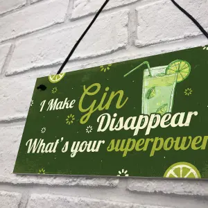 Red Ocean Novelty Funny Make Gin Disappear Gift Man Cave Home Bar Hanging Plaque Pub Sign Gift