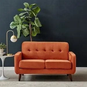 Clarence 2-Seater Sofa Burnt Orange Velvet, Two-Seater Orange Fabric Sofa - Daals - Sofas