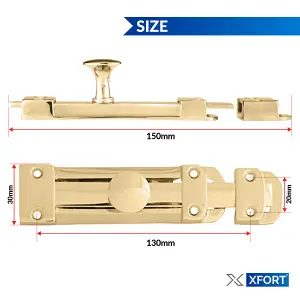 XFORT 2 Pack Polished Brass Heavy Door Bolt