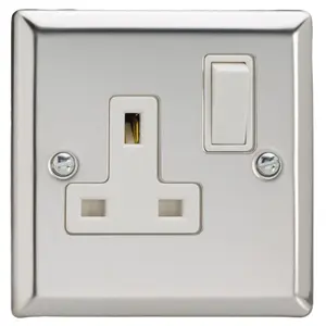 Varilight 1-Gang 13A Double Pole Switched Socket  Chrome