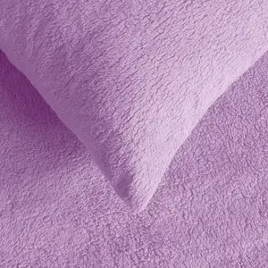 Teddy Fleece Pillowcase Cover Bedding Set 4 x Thermal, 50 x 75cm -  Lilac