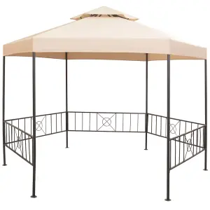 Berkfield Garden Marquee Gazebo Pavilion Tent Hexagonal Beige 323x265 cm