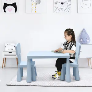 Costway Children Play Table with 2 Chairs Set for Eating Drawing Writing