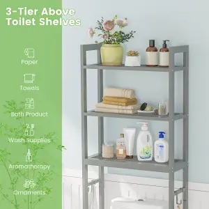 Costway 3-Tier Over-The-Toilet Storage Shelf Space Saving Metal Bathroom Organizer