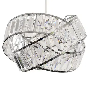 ValueLights Hudson Polished Chrome and Clear Acrylic Jewel Intertwined Rings Design Ceiling Pendant Light Shade