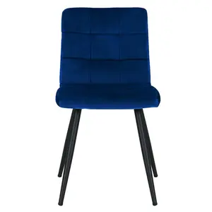 Leann Tufted Velvet Upholstered Back Side Chair (Set of 2) Dark Blue Velvet