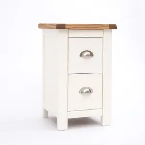 Lovere 2 Drawer Petite Bedside Table Chrome Cup Handle