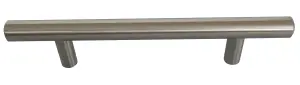 Satin Nickel effect Furniture Bar Handle (L)15.5cm (D)25mm, Pack of 6