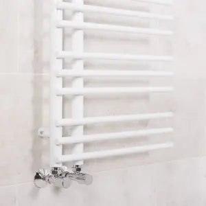 Right Radiators 1250x500 mm Round Designer Ladder Rads Heated Towel Rail Radiator White