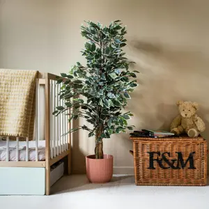 Blooming Artificial - 120cm / 4ft Variegated Faux Ficus Tree