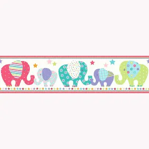 Patchwork Elephant Wallpaper Border - A13001