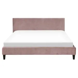 Velvet EU King Size Bed Pink FITOU