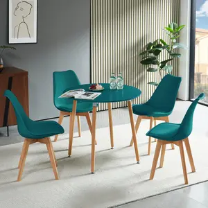 Dex 4 - Person Dining Set Turquoise / Black/White