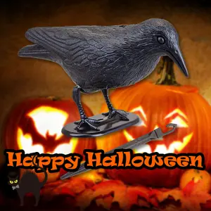 Halloween Black Crow Decoration with Ground Spike Trick or Treat Party  Black