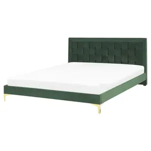 Velvet EU King Size Bed Green LIMOUX