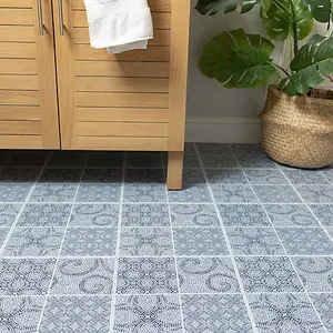 d-c-fix Roman Mosaic Blue Self Adhesive Vinyl Floor Tiles Pack of 33 (3sqm)