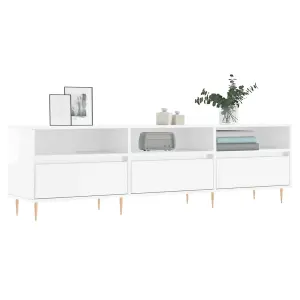 Berkfield TV Cabinet High Gloss White 150x30x44.5 cm Engineered Wood