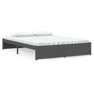 Berkfield Bed Frame Grey Solid Wood 150x200 cm King Size