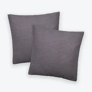 Hotel Waffle Cushion Covers Two Pack - Graphite, 50 x 50cm