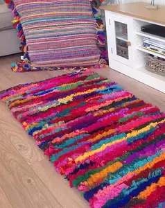 ZINDA Fluffy Rug Multicolour Boho Chic / 60 cm x 90 cm