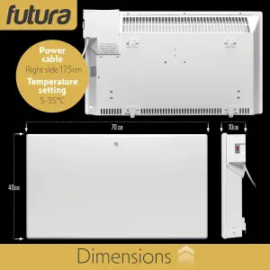 Futura Electric 1500W Radiator Panel Heater Wall Mounted or Floor Standing Bathroom Safe Timer and Thermostat Control