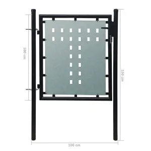 Berkfield Black Single Door Fence Gate 100 x 150 cm