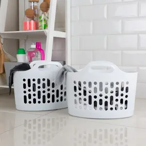 Wham 2 x 8L Plastic Flexi Basket Ice White