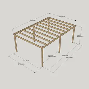 Garden Pergola 6 Posts - Wood - L300 x W660 x H270 cm - Light Green