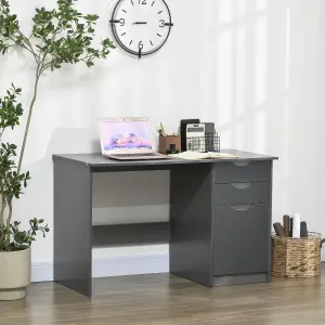 HOMCOM Computer Desk w/ Drawers Modern Writing Workstation for Home Office Grey