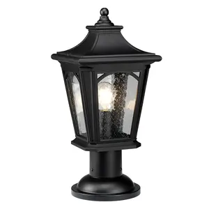 Elstead Bedford 1 Light Medium Pedestal Lantern - Mystic Black Finish, E27