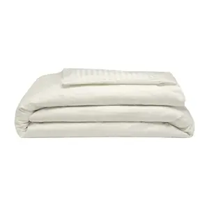 Belledorm 540 Thread Count Satin Stripe Duvet Cover Set Ivory (Single)