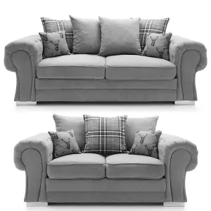 Milan Fabric Sofa Suite 3 and 2 Seater Sofa Set Scatter Back