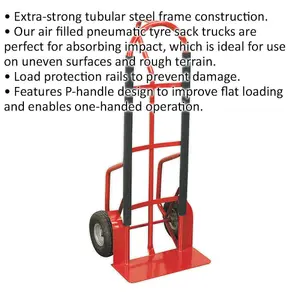 300kg Heavy Duty Tall Sack Truck with Pneumatic Tyres for Rough Terrain