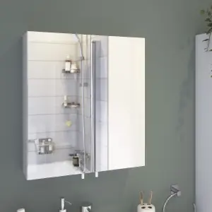 Croydex Cullen Gloss White Wall-mounted Double Bathroom Cabinet (H) 500mm (W) 450mm