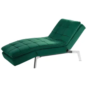 Velvet Chaise Lounge Emerald Green LOIRET