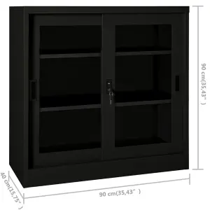 Berkfield Sliding Door Cabinet Black 90x40x90 cm Steel