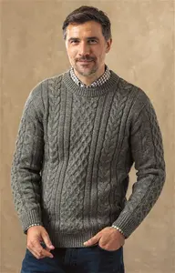 House Of Bruar Men's Aran Crew Neck