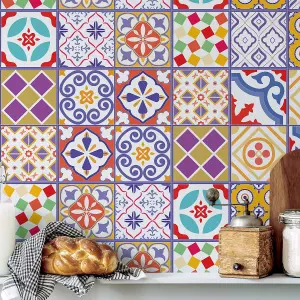 24 Pieces 15x15cm Colourful Moroccan Tile Stickers