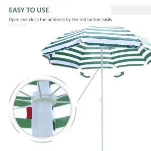 Outsunny Beach Umbrella Parasol Tilt Sun Shade 1.8M Garden