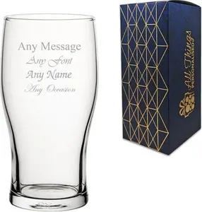 Personalised Engraved Pint Glass, Personalise With Any Message For Any Occasion, Stylize With A Variety Of Fonts, Gift Box Included, Laser Engraved,