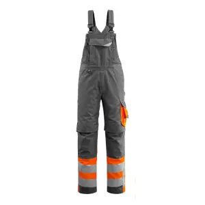 Mascot Safe Supreme Sunderland Bib & Brace - Dark Anthracite/Hi-Vis Orange   (32.5) (Leg Length - Long)