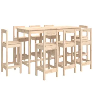 Berkfield 9 Piece Bar Set Solid Wood Pine