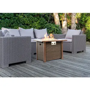 Centurion Supports OSTARA Stylish Wicker Garden and Patio Glass Tabletop Fire Pit