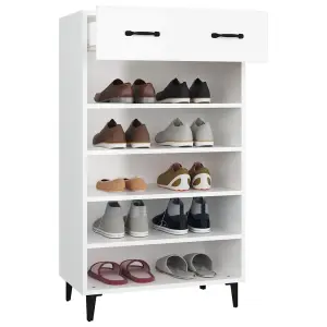 Shoe Cabinet High Gloss White 60x35x105 cm Engineered Wood