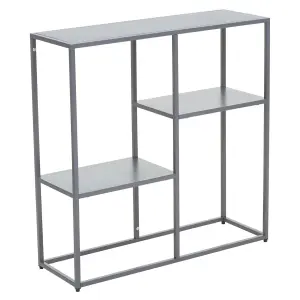 Interiors By Premier Stylish Grey Metal Multi Shelf Unit, Practical Design Corner Shelf Unit, Multi Level Narrow Shelving Unit