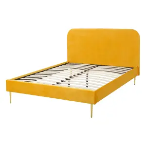 Velvet EU Double Size Bed Yellow FLAYAT