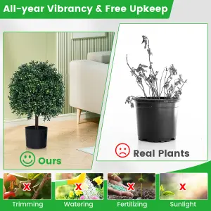 Costway Artificial Boxwood Topiary Ball Tree Faux Bushes Ball Plants w/ UV Rated Leaves