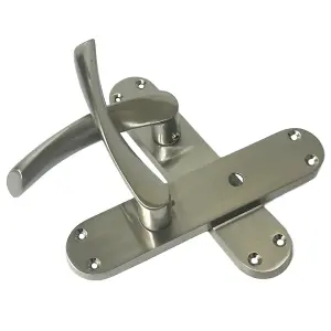 Monja Astrid Door Handles Arched Lever Satin Bathroom Lock