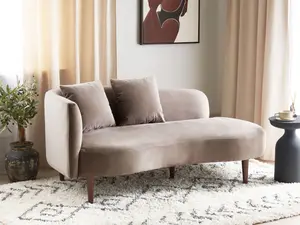 Left Hand Velvet Chaise Lounge Taupe CHAUMONT